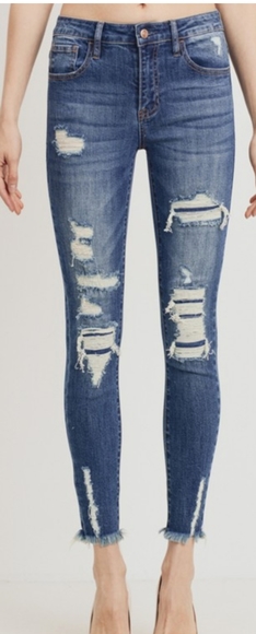 Distress ankle skinny jeans - Picture 4 of 8